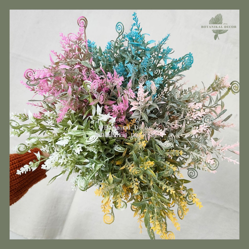 Artificial Flower Flocking Sea Horse Grass Bunga Plastik Palsu Salju Snow White Hias Dekor Rumah