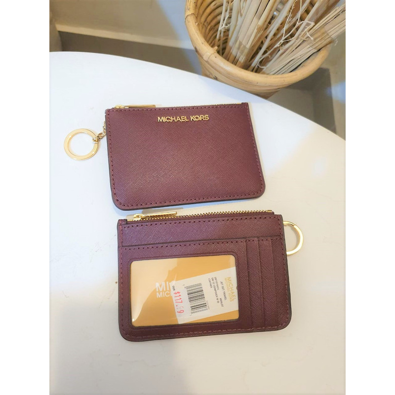 dompet STNK michael kors jet set travel small wallet merlot