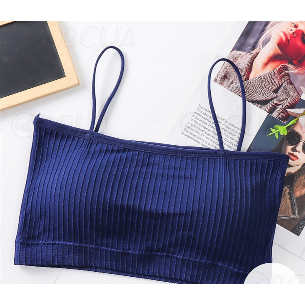 Bra Wanita Tanpa Kawat Bahan Halus BH Import Simple Nurah Batam-Biru Navy