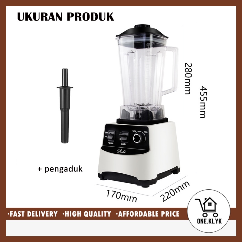 Blender Juicer Heavy Duty Rakii Blender Kecepatan Tinggi 2 Liter White