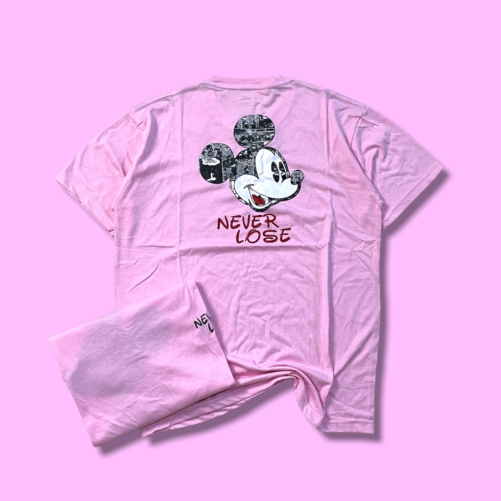 Kaos Baju Distro Mickey Mouse Besar Kaos Pink Kaos Distro Pria Wanita Unisex Kaos Bandung - Pink