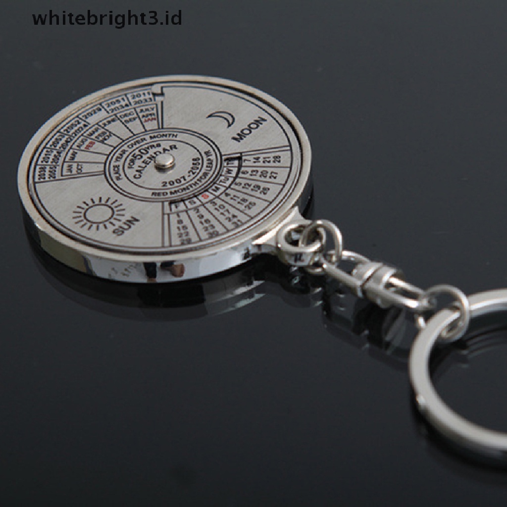 {whitebright3.id} Cool Stylish 50 Year Calendar Key Chain Keyring Keyfob Metal Alloy Ring Compass ,