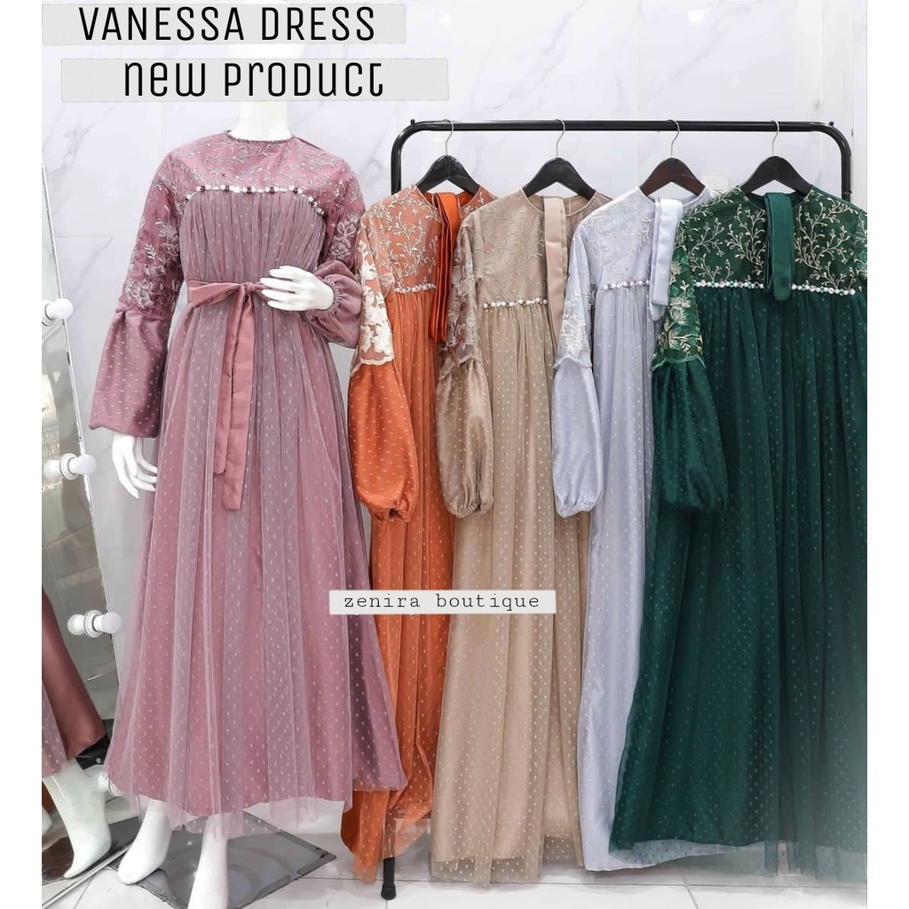 VANESSA Baju Pesta Velvet Lapis tile dot dan tile bordir / Gaun Kondangan / Lamaran / Bridesmaids / bumil / couple / tersedia ukuran kecil hingga jumbo