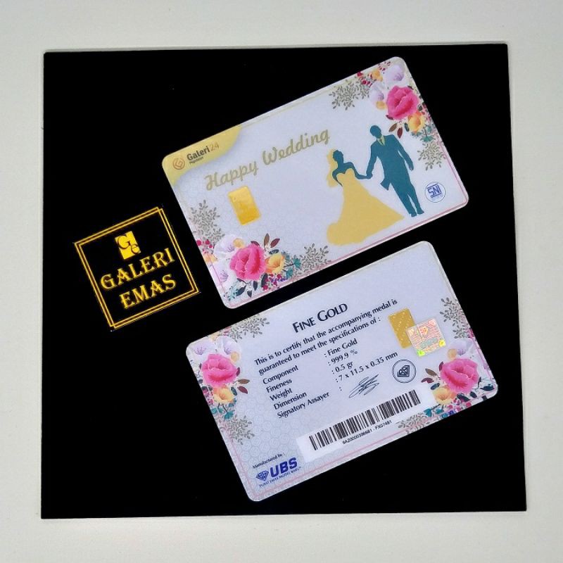Emas Logam Mulia Pegadaian Gift Series Happy Wedding 0,5 Gram