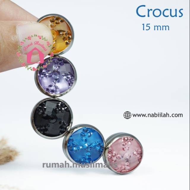 Pin magnet untuk jilbab CROCUS 15 mm pin hijab turki penjepit bros magnet kerudung original turkey