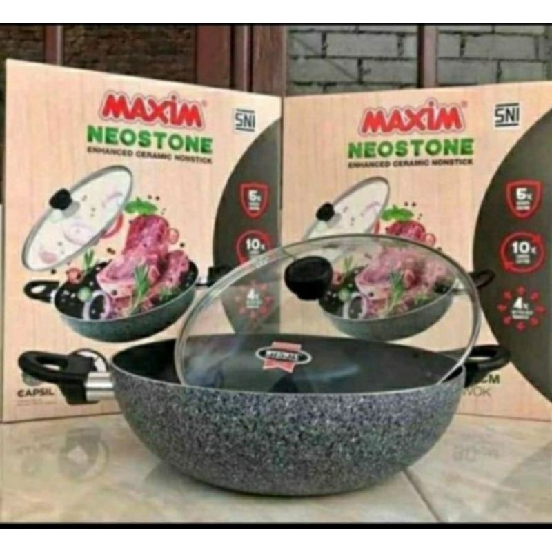 Maxim Neostone wok/wajan anti lengket/wajan keramik
