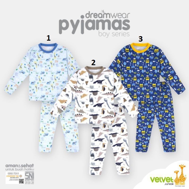 Baju Bayi Anak Setelan Panjang 2-10 Tahun Velvet junior Dreamwear Piyama Boy / Series Mighty