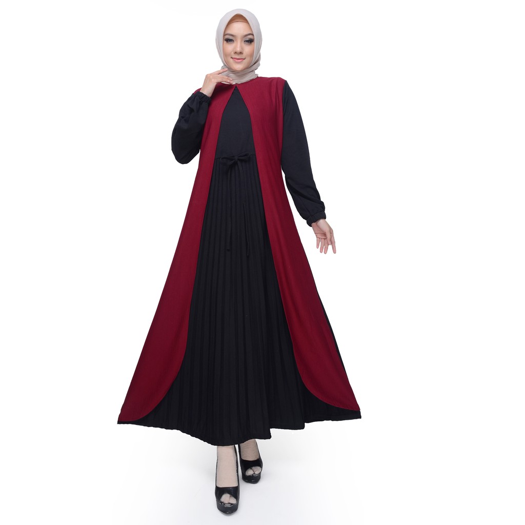 Long Dress Gamis maxi Wanita Muslim kombinasi warna - XSHOP Binar