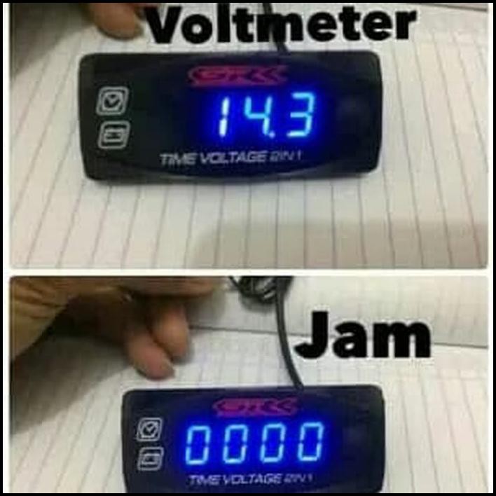 Jam Digital Voltmeter 2 In 1 Led Motor / Voltmeter + Jam Digital