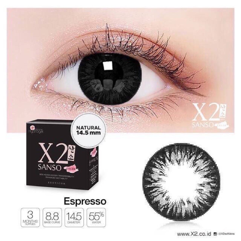 (BISA COD) SOFTLENS X2 SANSO BLACK PREMIUM FREE LENSCASE / SOFLENS / SOFTLEN