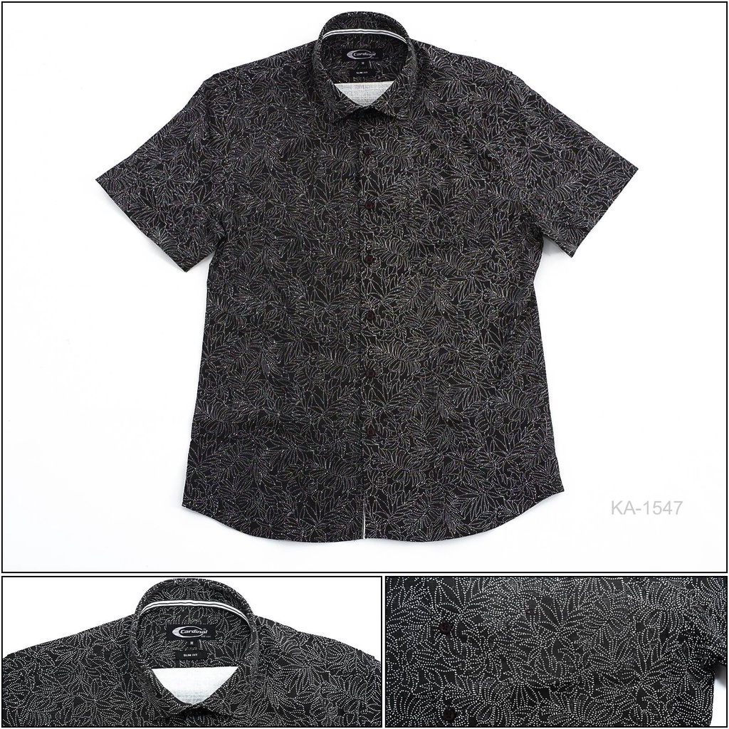 Kemeja Formal Cowok Motif  Lengan Pendek Slim Fit Cardinal S-XL