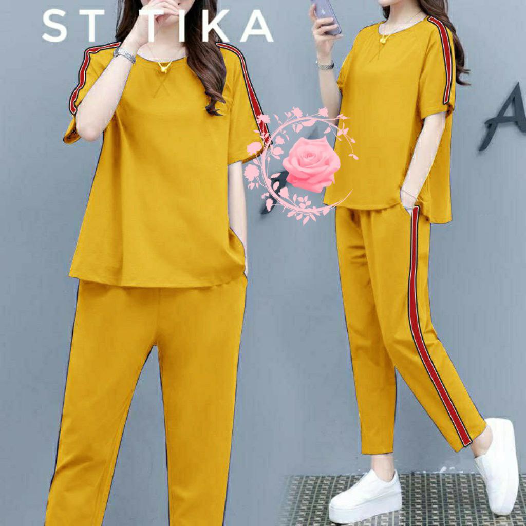 SETELAN TIKA KASUAL LENGAN PENDEK/ PAKAIAN FASHION WANITA / SET BAJU CELANA SANTAI