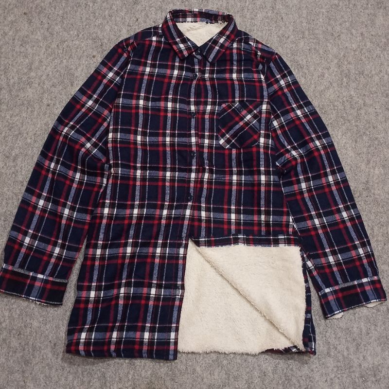 flannel sherpa second original outer plaid outdoor casual pria murah