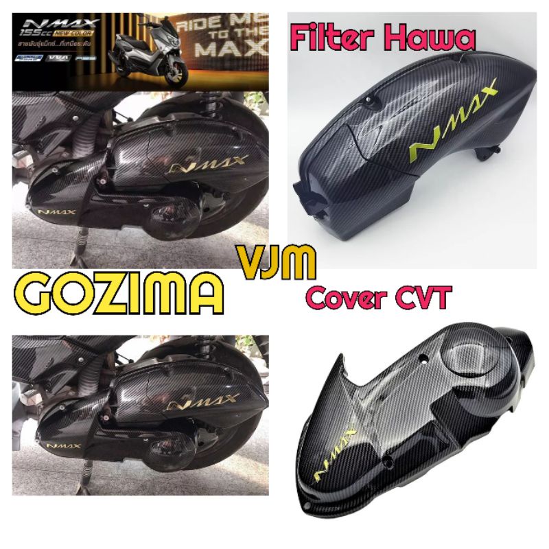 Paketan murah Cover Cvt plus Filter hawa carbon Nmax Nmax155 GOZIMA