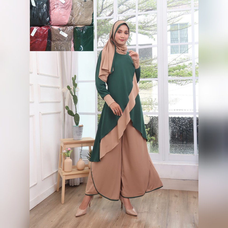 selena fashion baju muslim bahan lemon skin fit XL satu set
