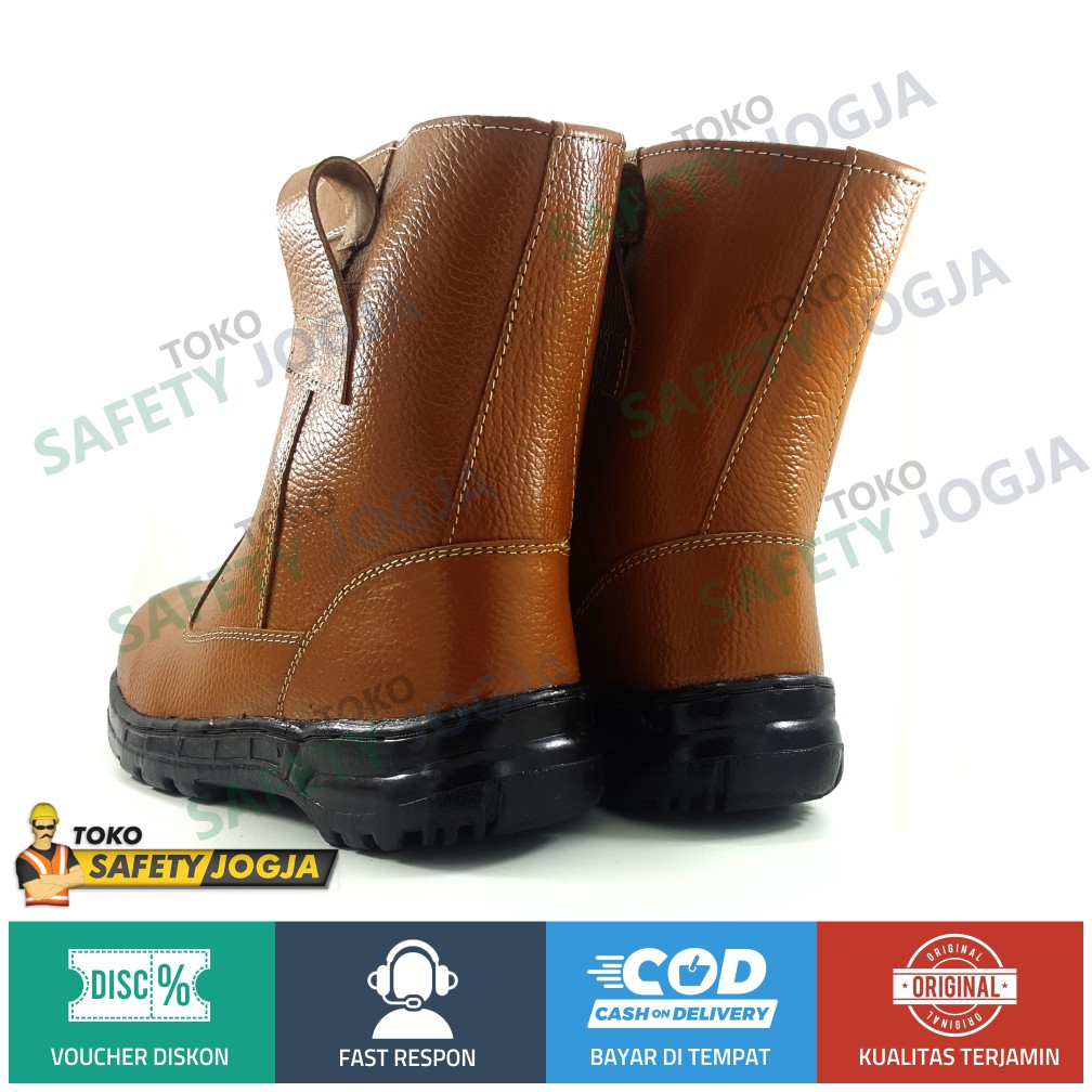 SEPATU SAFETY BOOT COKELAT KULIT ASLI