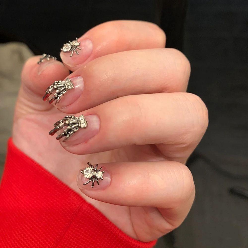 Mxbeauty Halloween Dekorasi Nail Art Metal 1Box Vintage Cross Hantu Labu Tengkorak Kepala Tulang Ujung Jari Ornamen Nail Art Perhiasan