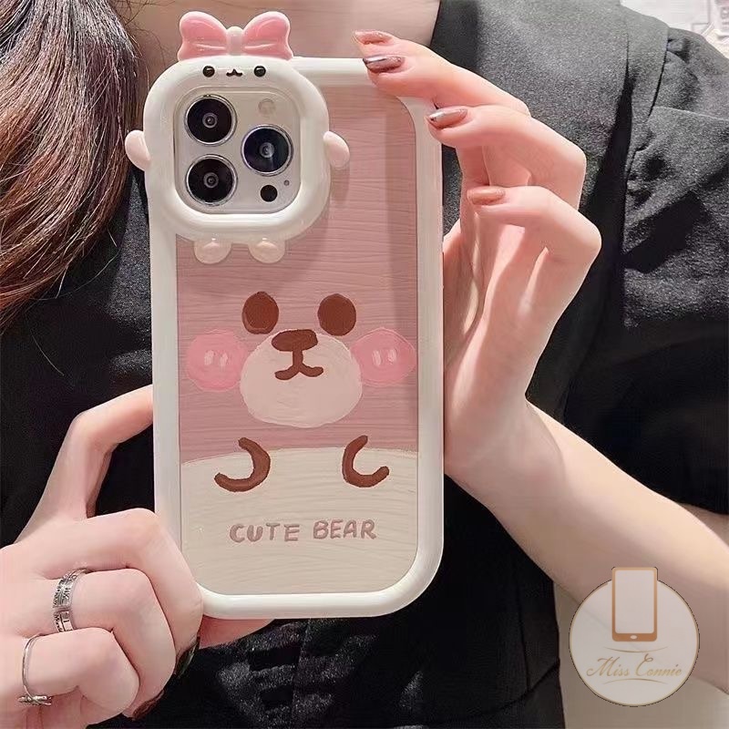 Case Beruang Kartun Untuk Samsung A14 A04s A04 A12 A03 A53 A03s A50 A51 A04E A23 A31 A50s A32 A13 A52 A30s A52s A11 A02s A21s A71 A22 A33 A73 Cute 3D Bow Little Monster Lens Soft Cover