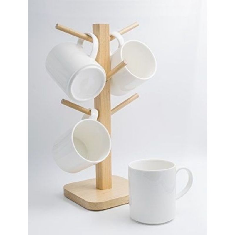 Holder Cangkir Kayu Minimalis | Gantungan Mug Estetik | Rak Cangkir Kayu Pinus | Dekorasi Meja Dapur