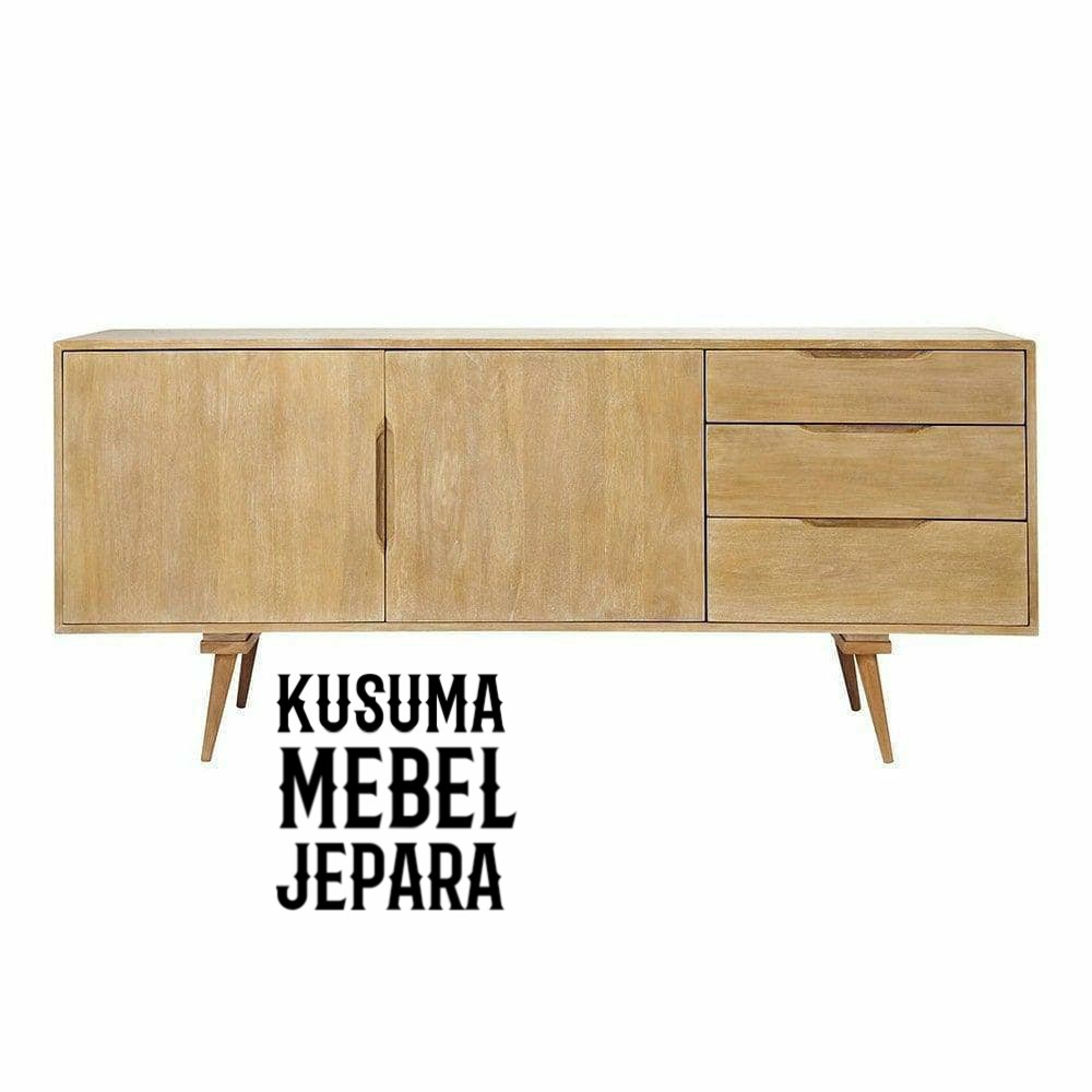 Meja TV Kabinet Retro Kayu Jati No 6 (Panjang 150cm, Tinggi 60cm)