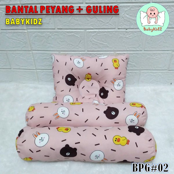 Bantal Peyang Set Guling / Bantal Tidur Bayi Karakter / Bantal Bayi Newborn