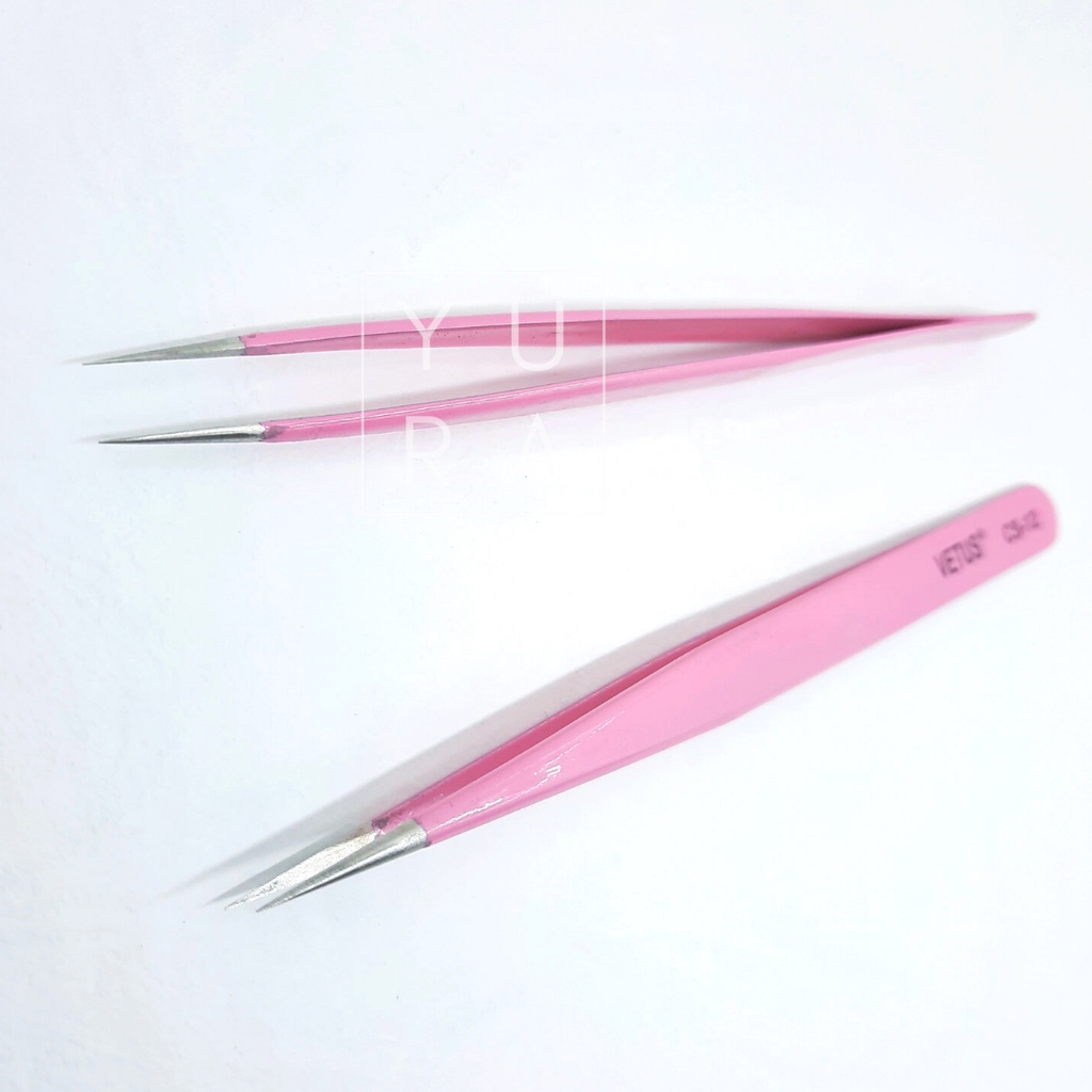 TWEEZER VETUS PINK / Pinset Bulu mata palsu / eyelash extension pinset bengkok lurus