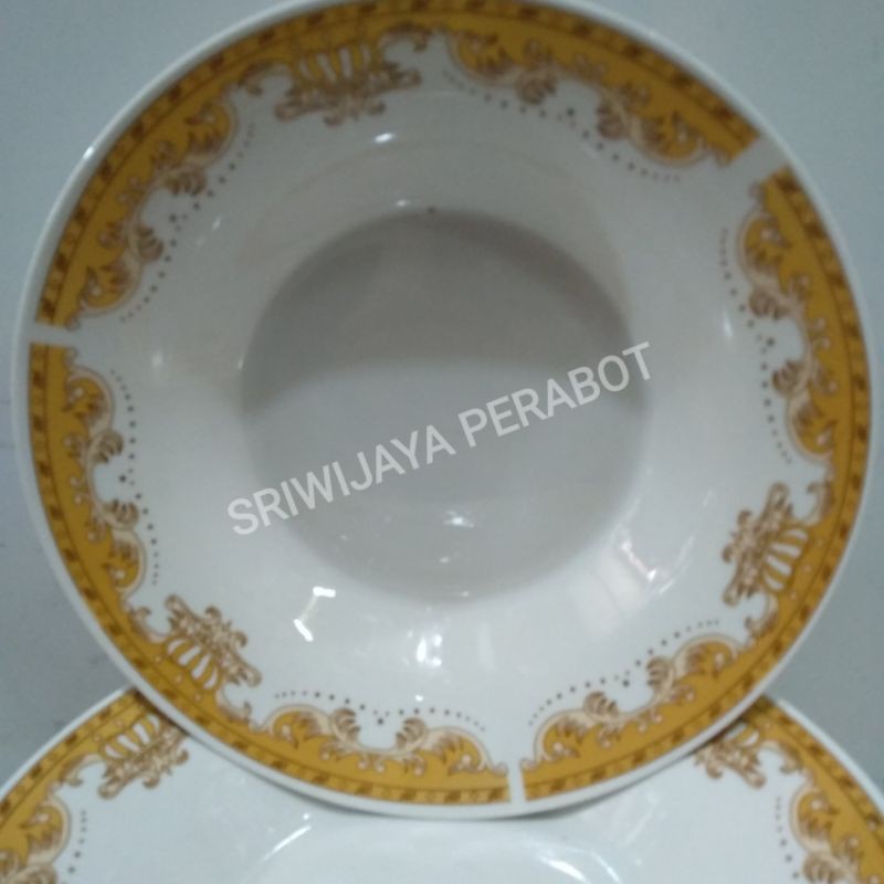 PIRING MAKAN KERAMIK MOTIF MAHKOTA 8 INCH | PIRING MAKAN KEMBANG