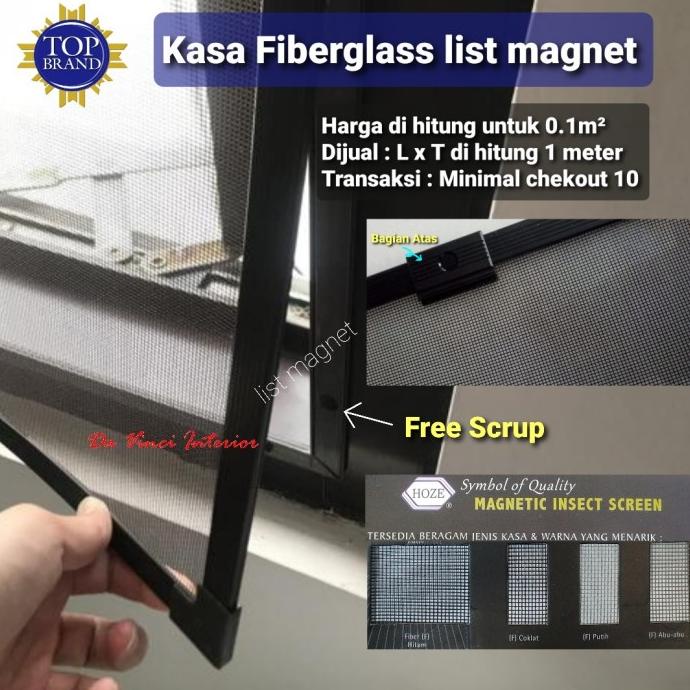 Kasa Nyamuk Fiberglass list Magnet / Kawat Nyamuk Jendela atau Pintu