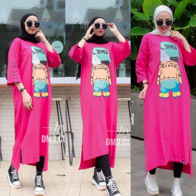 long tunik dm3 pink fanta