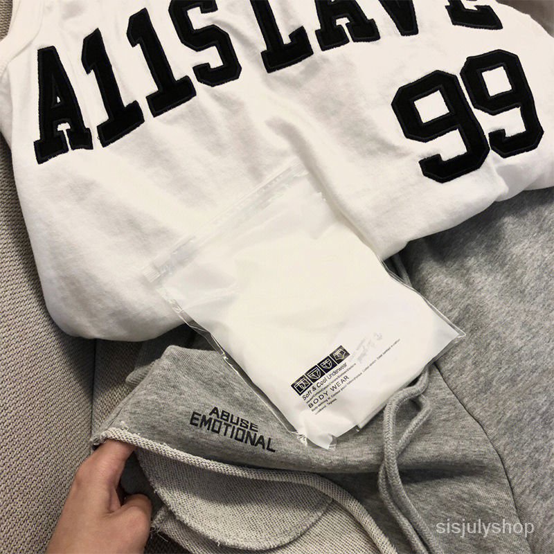 Katun murni musim panas baru rompi longgar wanita pencetakan tiga dimensi hip-hop mid-length T-shirt