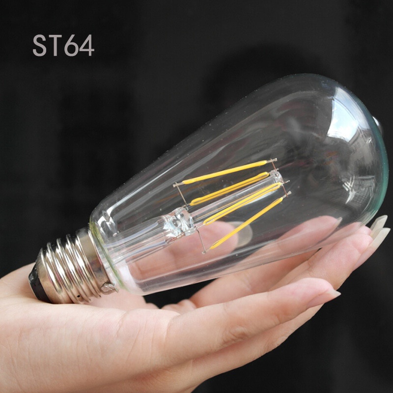 ST64 4/6/8/12W Retro Transparent LED Filament Bulb Lamp 220V E27 Vintage  Replace Incandescent Light for Home Bedroom