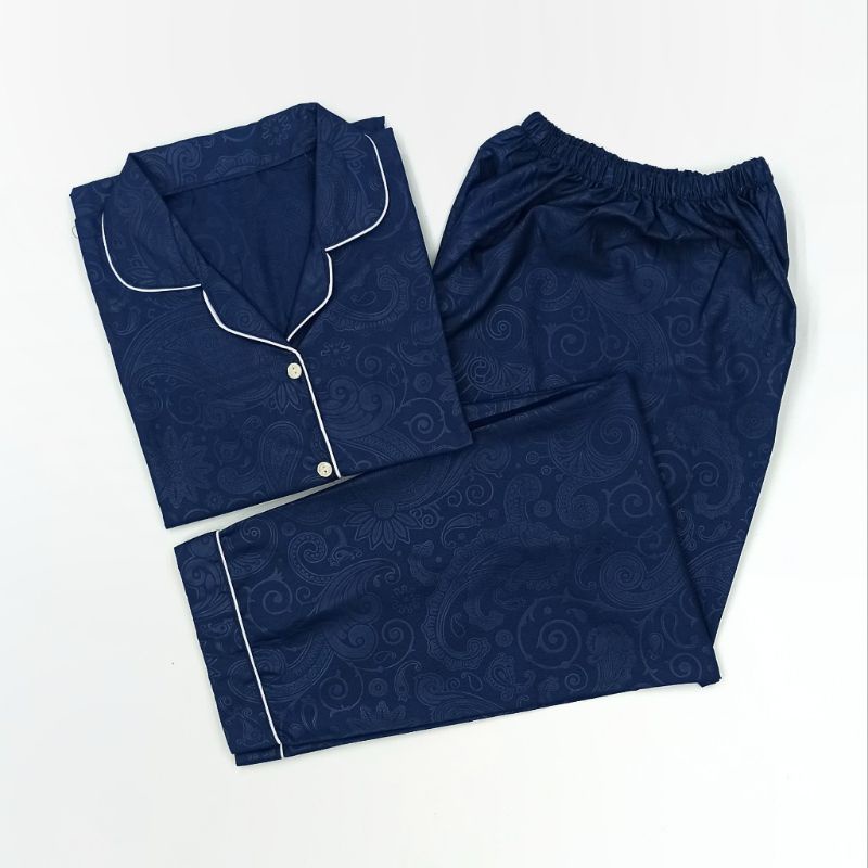 Baju Tidur Wanita / Piyama Wanita Tie Dye Set Motif Kekinian-Emboss Navy