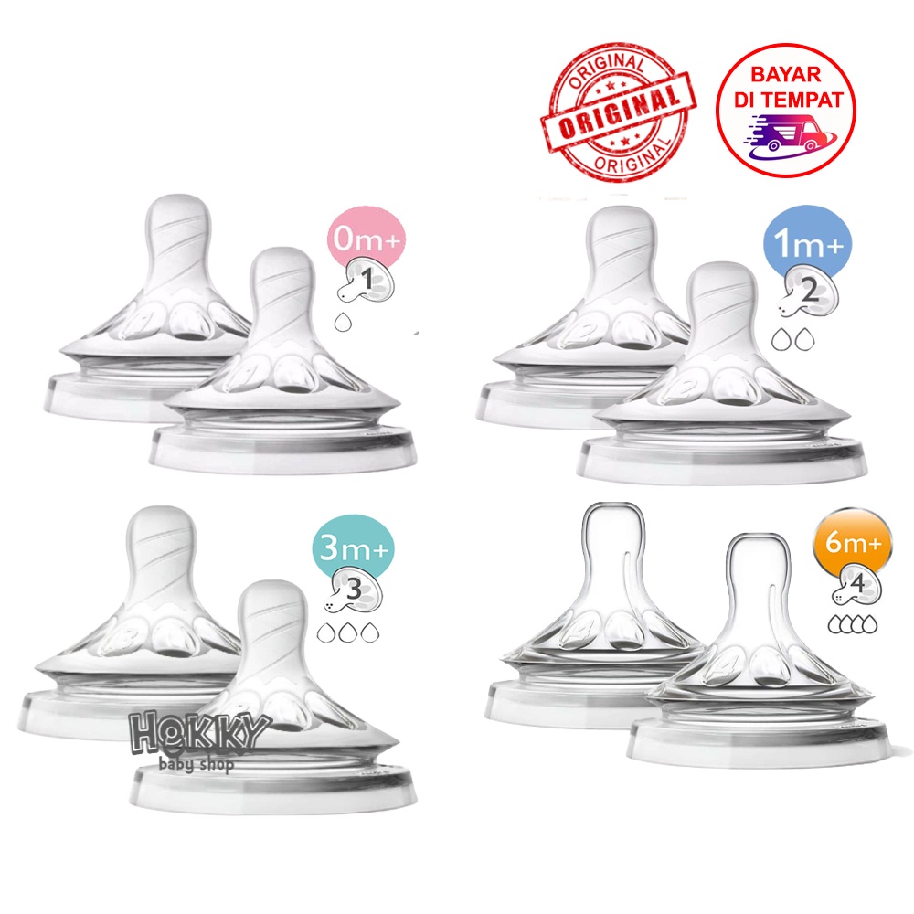 Philips Avent Natural Feeding Nipple Teat Dot Fast Flow 0m+ / 1m+ / 3m+ / 6m+ ( Isi 2 Pcs )