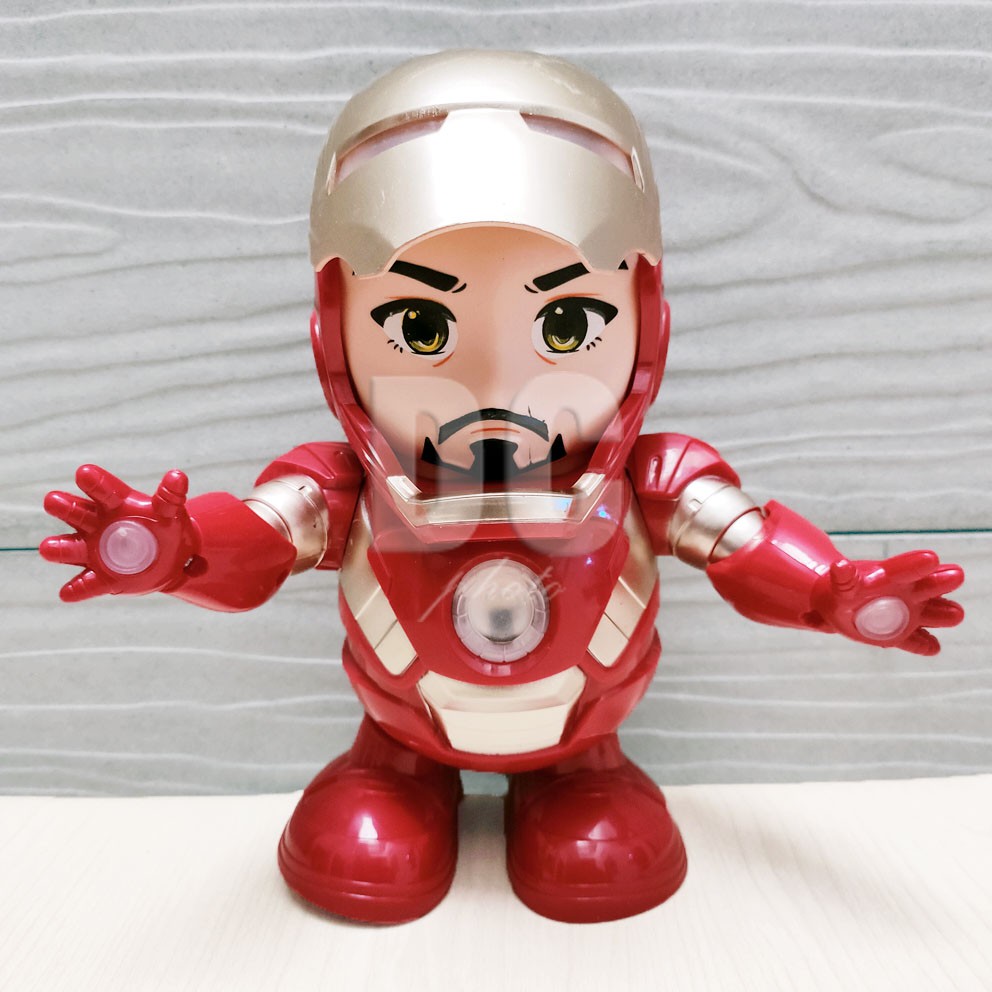 Dance Hero Iron Man Mainan Robot Superhero Avengers Menari Ada Lampu &amp; Musik