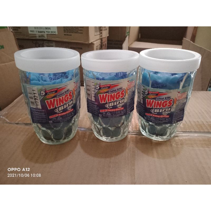 sabun colek wings biru free gelas tebal