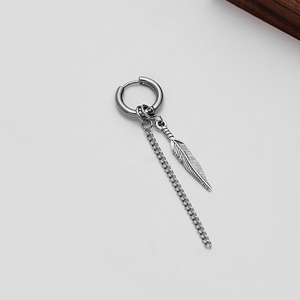 1 Pc Anting Rantai Rumbai Panjang Bentuk Segitiga Geometris Bahan Stainless Steel Gaya Punk Untuk Pria Dan Wanita