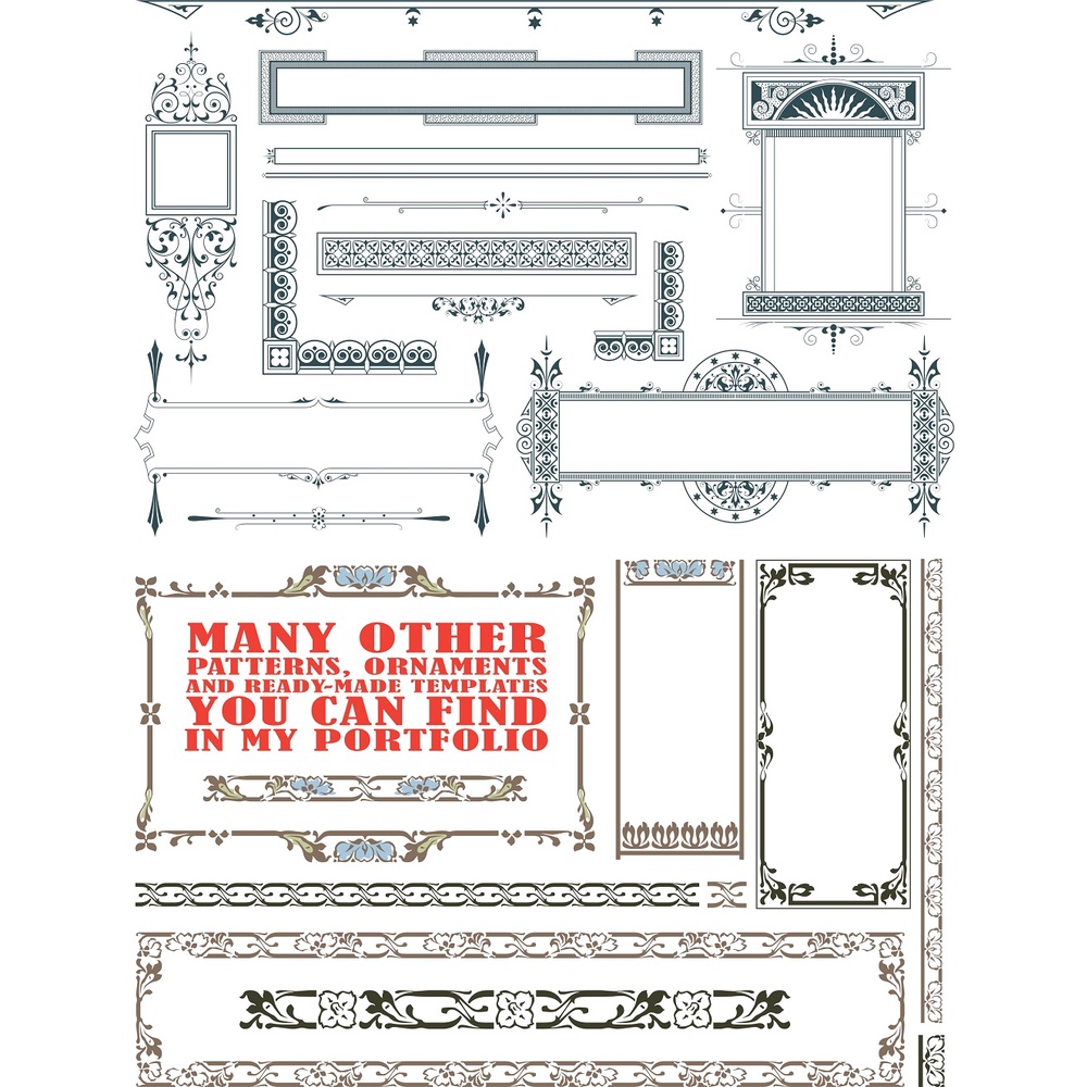 Vintage Decor Frames Set Vector - Coreldraw