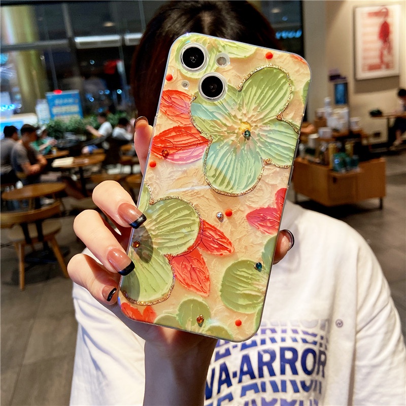 Soft Case Tpu Motif Lukisan Bunga Untuk Iphone 13 Pro Max 12 11 Pro Max X Xs Max Xr 7 8 Plus