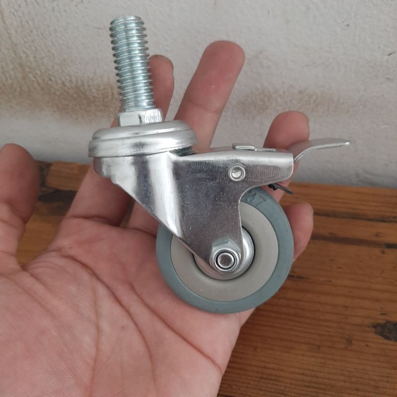 RODA TROLLEY TROLI ABU GREY RUBBER 2 INCH HIDUP REM TUSUK/DRAT