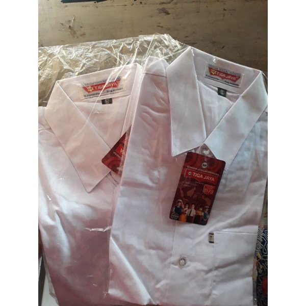 KEMEJA PUTIH SEKOLAH SD/SMP MERK TIGA JAYA - BAJU SEKOLAH ANAK