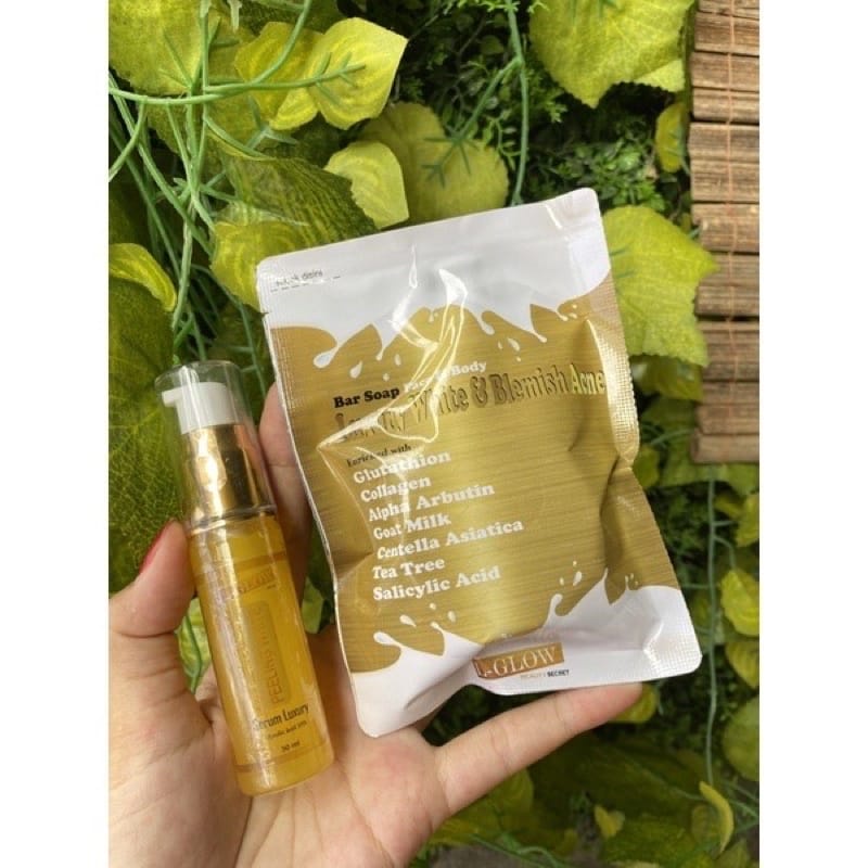 L GLOW PAKET BODY SERUM PEELING WHITE + BAR SOAP LUXURY & BLEMISH ACNE