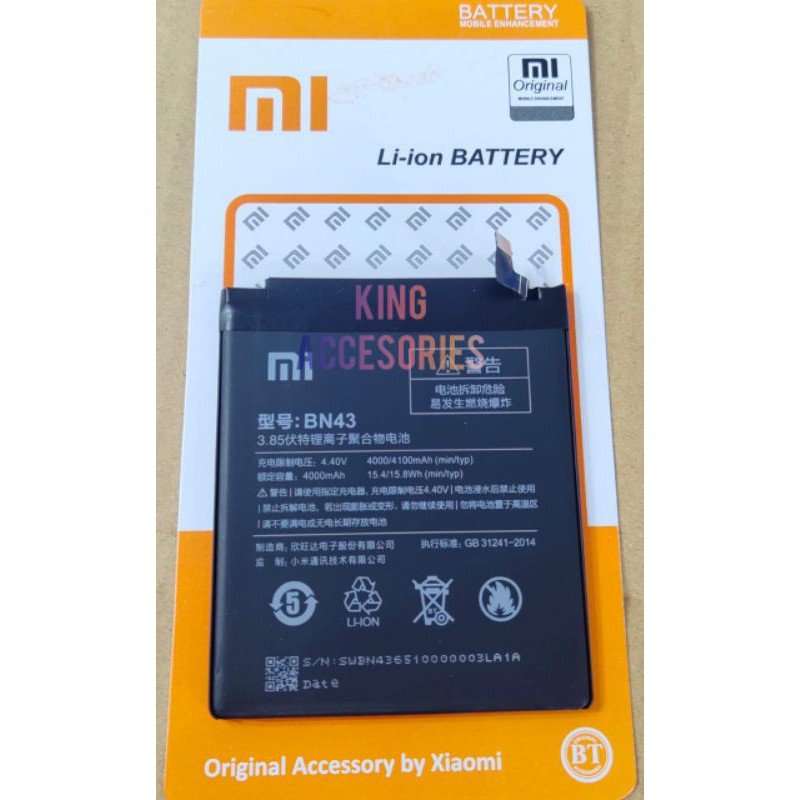 BATERAI XIAOMI REDMINOTE 4X ORIGINAL