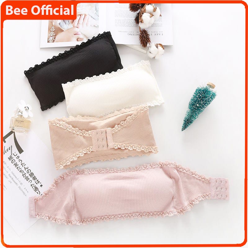 BEE - Bra Kemben Wanita Sexy Tanpa Tali Crop Top Bra Renda Busa 906