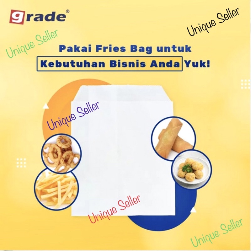 [100 pcs] Kantong Kertas Kecil Sedang Grade Kentang Goreng Ayam Pok Pok PUTIH / Paper Bag PUTIH Grade Small 11x10.5 cm Medium 13x12.5 cm / Paperbag Paper Bag Putih Kentang Goreng Gorengan Ayam Pok Pok Pokpok / Satchel Bag