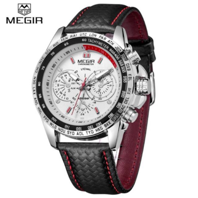 MEGIR 1010 / Jam Tangan Pria Quartz / Strap Kulit / Megir Original / Jam Tangan Mewah