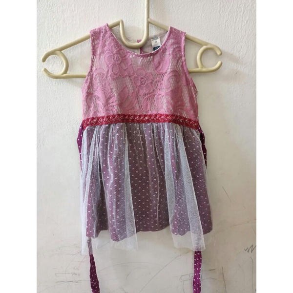 Dress pesta anak bayi ungu berukat preloved