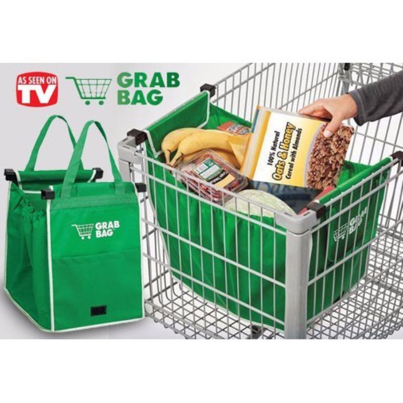 GRAB BAG Kantong Belanja Multifungsi Tas Trolley Shopping Supermarket , Kantung Serbaguna