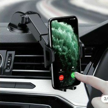 CAR holder mobil hp robot rt-Ch12 RTCH12 suction cup automatic lock 360° car holder HALTER BISA DI DASHBOARD black MURAH