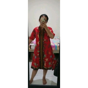 dress imlek jumbo ld 120.baju imlek hamil.dress hamil merah.dress batik imlek.dress kerja batik