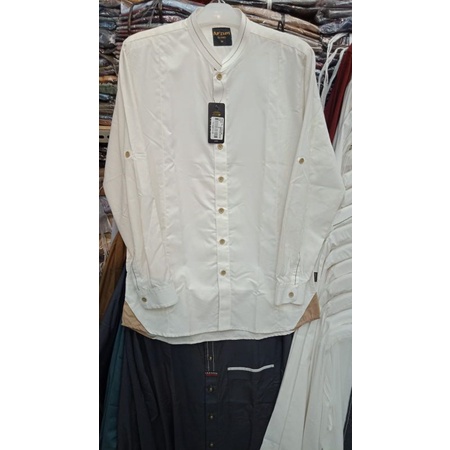 Baju Koko Arzun Lengan Panjang Putih Manset Model Slim Fit ( Kemeja Koko ArZun )